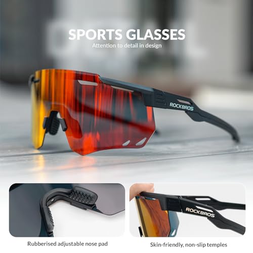 Image of ROCKBROS Polarized Cycling Glasses, Sports Sunglasses for Men Woman, UV Protection Biking Sunglasses for Running Fishing Driving