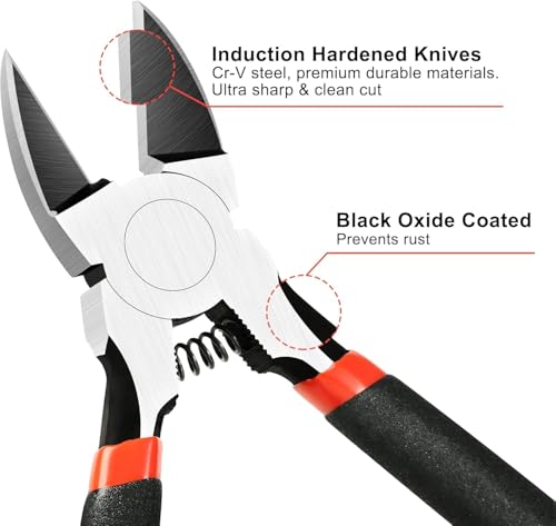 BOENFU Wire Cutters 2 Pack Flush Cutters 6 Inch Precision Side Cutter Ultra Sharp Small Wire Cutters Clippers for Crafting, Floral, Artificial Flowers, Chicken Wire, Electrical