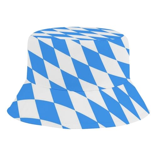 Blue Diamond Shaped Bavarian FlagChildren's Bucket Hat for Boys and Girls, Breathable Summer Beach Hat52cm