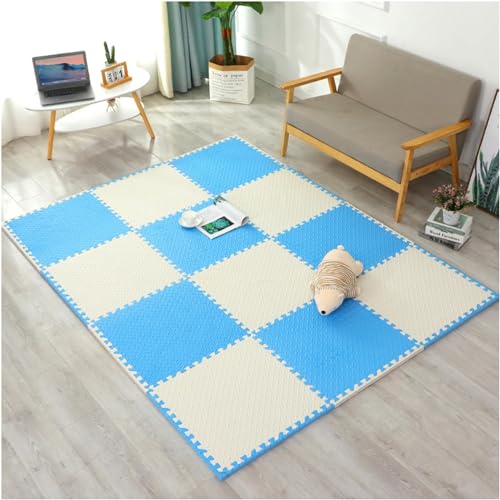 Image of SIGNATRON Puzzle Flooring || Kids Interlocking Play mat || Shops Mat || House Flooring || Play mats for Kids || 12 MM Thick (18 Tiles - 72 Square Feet, Blue - White)