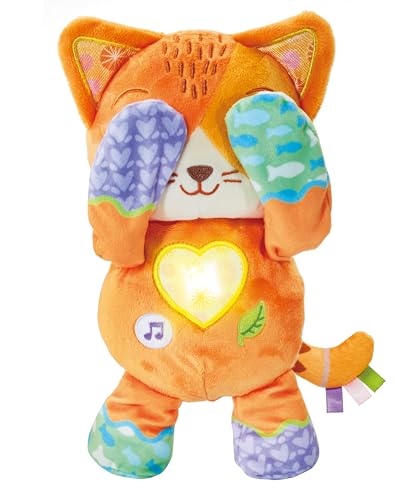 VTech Baby Peek-a-Boo Paws Interactive Peek-A-Boo Toy with Soothing Nature Sounds Songs and Melodies Soft Sensory Kitty Gift for Babies 10 12 18 24 months + English Version