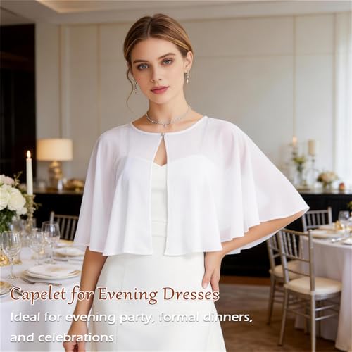 Image of Ciormis Chiffon Capelet Women's Soft Shawls and Wraps for Evening Dresses, Wedding Formal Dress Shawl Cape Cover up