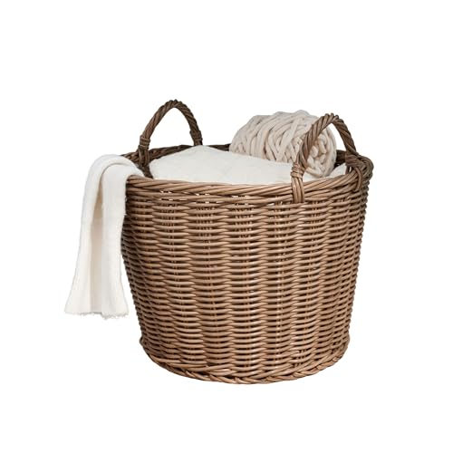 Joseph Round Cone Woven Resin Wicker Basket with Handles (16\