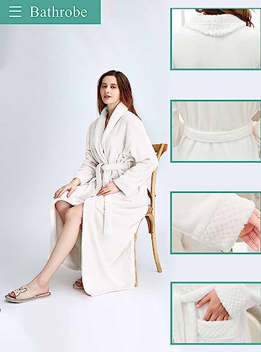 Image of Artfasion Womens Long Fleece Robe - Warm Soft Floor Length Flannel Bathrobes for Winter Thicker Long House Coat with Pockets