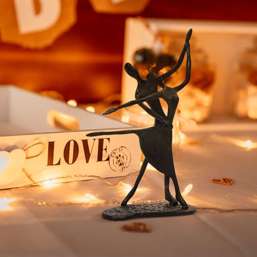 Escultura de Pareja Abstracta en Hierro Fundido Negro miniatura 7