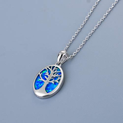 Kelitch Tree Of Life Opal Pendant Necklace 925 Sterling Silver Chain Necklace Women Fashion Jewelry #TOP1