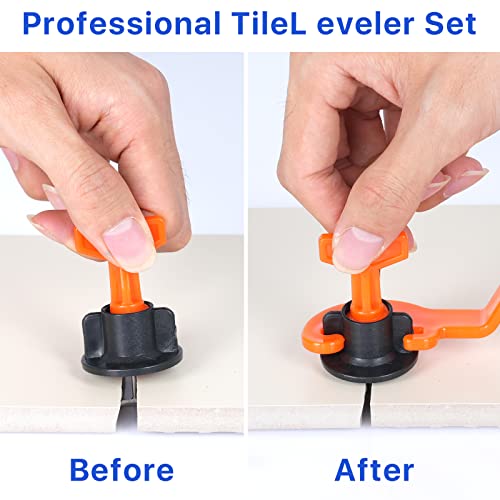 Reusable 1/16" Tile Leveling System Kit (800pcs) w/ 4000 1/8" Cross Spacers + 16 Wrenches & 100 Steel Pins - Professional Floor Installation Tools(800, 1/8) - Image 4