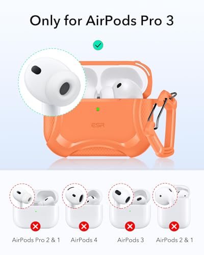 Image of ESR for AirPods Pro 3 Case (2025), Compatible with Airpods Pro 3rd Generation (USB-C Cable), Magnetic Lid, MagSafe Ready, Powerful Drop Protection, Cyber Series, Orange