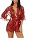 Sykooria Conjunto de Lencería Sexy Bata de Encaje Babydoll Kimono Ropa de...