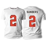 Gridiron Grip Shedeur Sanders #2 Cleveland Football T-Shirt Cotton Jersey (1XL, White)