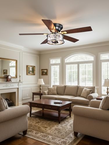 Image of 52 inch Flush Mount Ceiling Fan with Light Remote Control