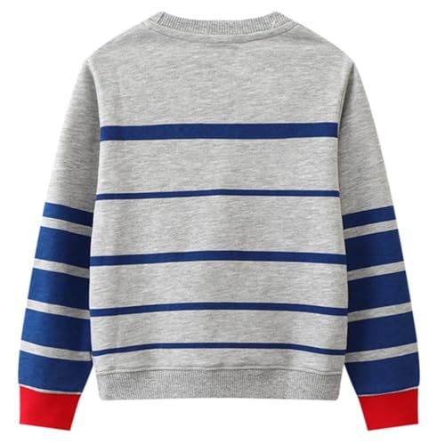 Image of Popshion Toddler Boys Sweatshirts Dinosaur Long Sleeve Pullover Crewneck Shirts Cartoon Tee Sport Tops for Kids 1-8T