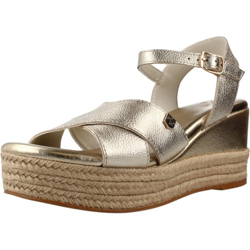 POPA Benijo Nu-Pieds Compensés Femme en Cuir avec Semelle Jute