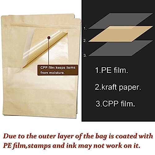 Image of ESKO Stand Up Ziplock Pouch - Reusable, Airtight Kraft Paper Storage Pouch(Brown)| 16X26 Cm(Pack Of 50)