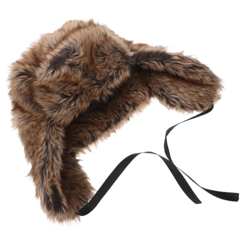 NOLITOY Men's Full Hood Faux Fur Hat Ear Muffs Senior Warm Hat for Hunting Skiing Multi