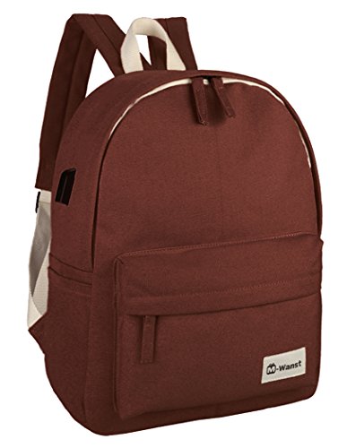 Veenajo Canvas Classic Backpack for School Travel Daypack Laptop Backpack with USB Charging Port (Orange)