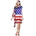 Plus Size American Flag Stars Stripes Dress and Headband, 4th of July Patriotic Dress Outfits for Women, Independence Day Flag Sleeveless Dress Hairband for 250th Anniversary Memorial Day Costume