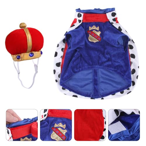 Disfraz para perro con corona y capa, talla L miniatura 3