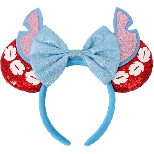ETLUK Headband for Women Girls Sequin Bow Headbands Cosplay Accessories Party Decorations (ST Red)