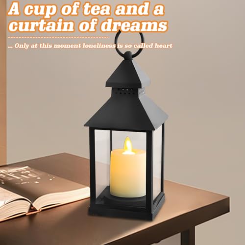 WIYETY Kerzenlaterne aus Glas: Laternen für Draußen mit LED Kerze, Vintage Design und Flammeneffekt, Gartenlaterne für Draußen, Säulenkerzenhalter, Halloween, Weihnachtstag, Kerzenhalter, Friedhof – Bild 6
