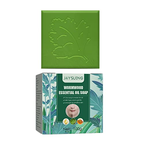 ZCSXK Barra de jabón Verde | Barra de jabón de ajenjo para Rostro y Cuerpo - Jabón de Barra de Hierbas Naturales, Limpieza Profunda hidratante y jabón de baño y Lavado de eficaz