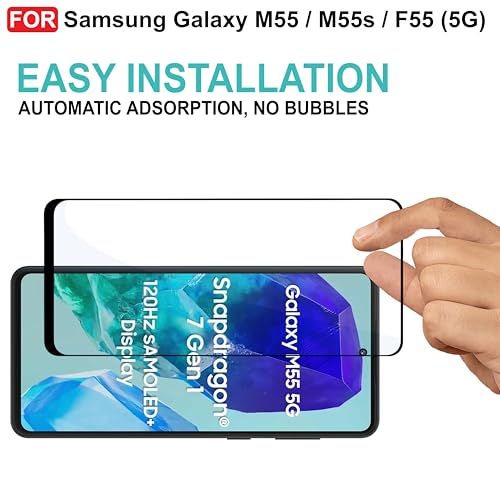 Image of CEDO Tempered Glass for Samsung Galaxy M55 / M55s / F55 (5G) | Screen Protector Full HD Quality Tempered Glass Anti-Scratch Edge to Edge Coverage with Easy Installation Kit (Black)