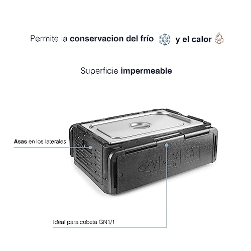 Miniatura 5 de Lacor - 66066 - Caja Isotérmica Temple, Fabricada En Epp, Gn 1 1, Mantiene Los Alimentos Frios O Calientes, Ligera, Resistente Y Aislante, Impermeable, Totalmente Plegable, 38,5l, Negro