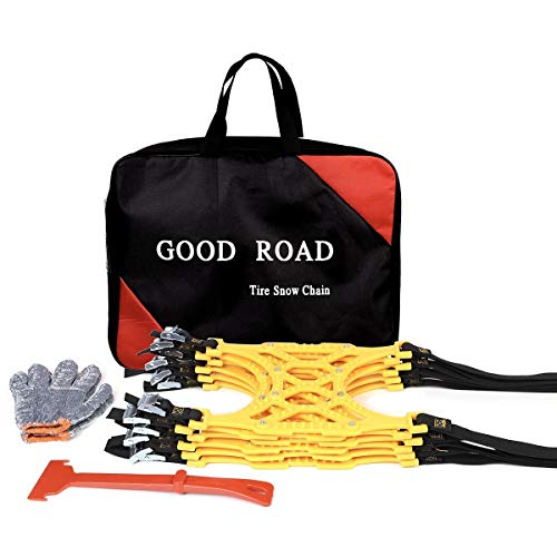 Car Snow Chains - Premium Quality Strong Durable All Season Anti-Skid Car, SUV, and Pick Up Patterned Tire Chains for Emergencies and Road Trip