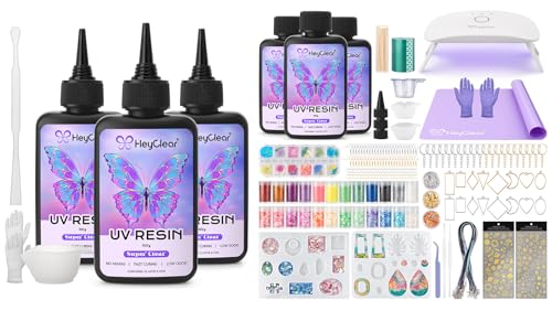 HeyClear 300g UV Resin kit + 300g UV Resin Jewelry Making Kit with Molds