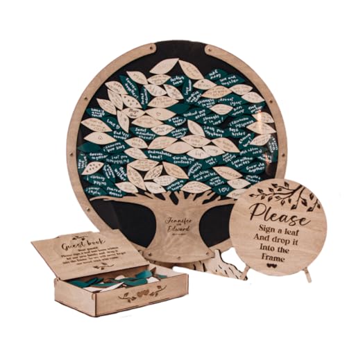 Rustic Wooden Wedding Guest Book Alternative – Personalized Heart Drop