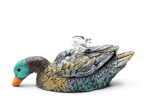 Miniblings - Miniblings Pendentif canard colvert étang lac oiseau oiseau canard - Bijou fantaisie fait main - Pendentif argenté - Pendentif pour bracelet, 36mm, Résine synthétique