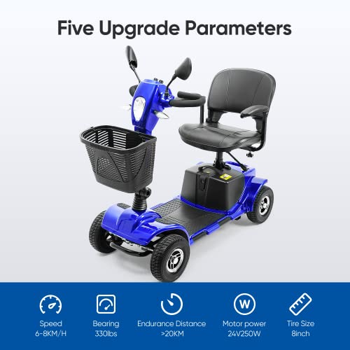 4 Wheel Mobility Scooter, Upgrade Electric Power Mobile Wheelchair for Seniors Adult with Lights Collapsible and Compact Duty Travel Scooter w/Basket and Extended Battery - Thumbnail 2