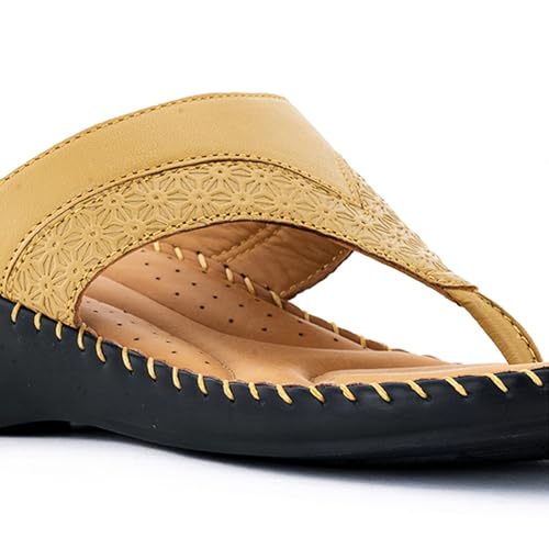 Image of Khadim's Softouch Leather Wedge Heel Slip On Sandal for Women