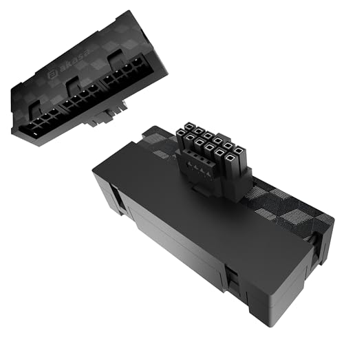 Image of Akasa 90 Degree 12VHPWR Adapter 12+4-Pin to 3 x 8-Pin Male to Female, Maximum 600W, Compatible with RTX 4090 4080 4070Ti 3090Ti Graphics Card with Legacy PSU, AK-CBPW30-BK