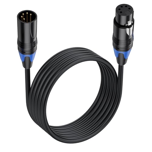 Cable XLR de 5 pines macho hembra DMX512, extensión de larga duración de 5 núcleos