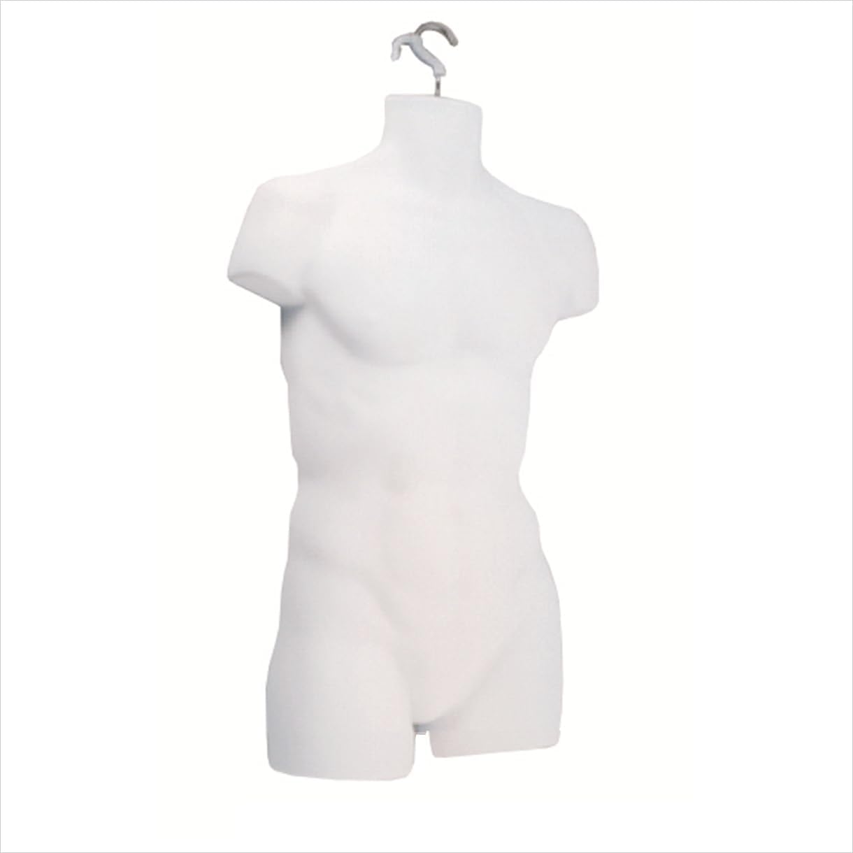 888 Display 2 Pcs Male Molded Shatterproof White Shapely Torso Form with Hook - Fits Men's Sizes (White, Full)