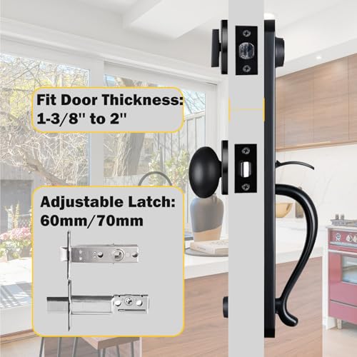 HISAFE Double Door Handle Set for Front Door, Full Plate, Matte Black by HISAFE - Used condition - Image 6
