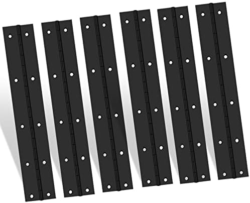 EPHECH 6Inch Black Continuous & Piano Hinge, 6PCS Heavy Duty Stainless Steel 304 Continuous Hinges Piano Boat Hinges, 0.04" Thickness Folding Cabinet Door Butt Hinge