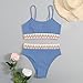 Bathing Suits Women High Waisted Ribbed Bikini Set Chevron Embroidered Two Piece Swimsuit Fashion Swimwear Light Blue