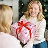 RUSPEPA Swan Christmas Wrapping Paper Roll for Girls, Mini Roll, Elegant White Swans with Scarf, Bow and Candy Cane Design, Pink Holiday Gift Wrap for Kids, Christmas Party, 17 Inches x 16.4 Feet #3