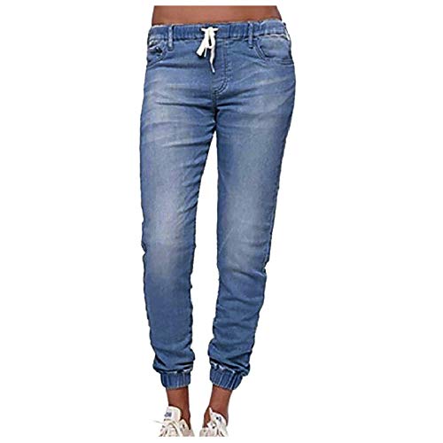 Betory Pantalon Shaping Skinny Femme en Jean à Lanterne à Lacets à Taille Moyenne pour Femme, Pantalon décontracté en Denim Pantalon Long à Lacets Femmes Lantern Jeans Cover