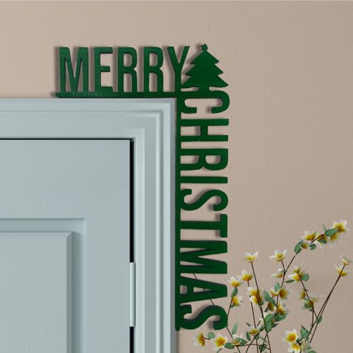 Christmas Door Topper Holiday Home Decor Funny Snowman Santa Claus Top Door Frame Corner Sign Decorations, Windows Walls DIY Craft for Christmas Party Ornament (G)