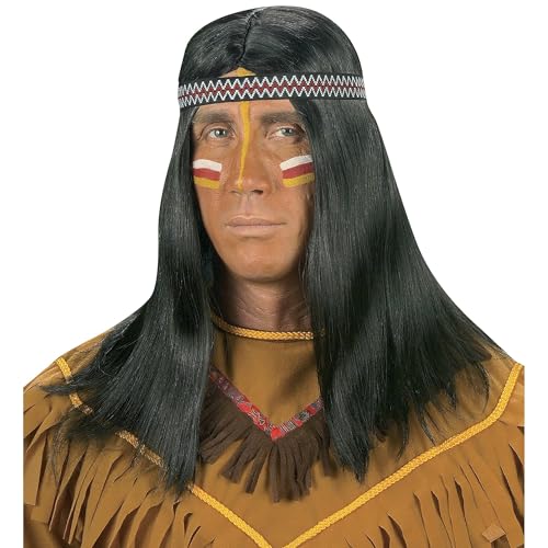 Perruque Indien noire à bandeau pour réussir votre costume de carnaval