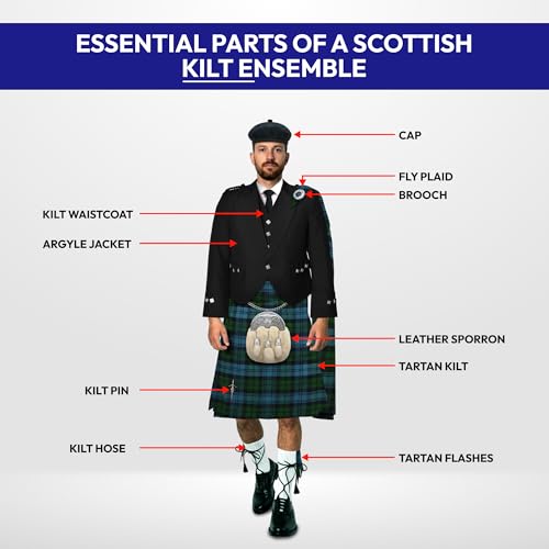 Image of 8 Yard Mens Kilt - Authentic Tartan Kilt for Men Highland Outfit for Weddings & Traditional Scottish Wear