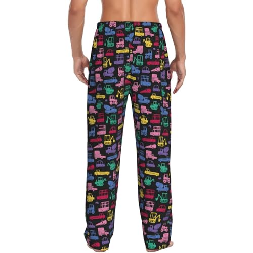 Colorful Excavator For Men'S Lightweight Pajama Pants Adjustable Drawstring & Pockets All-Season Sleepwear2