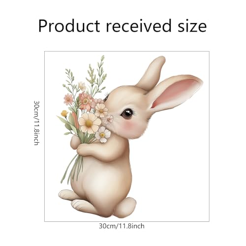 Vinilos Decorativos Adorable Conejo Acuarela Floral Extraíble miniatura 2