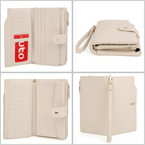 Image of UTO Wallets for Women Wristlet RFID Large Capacity PU Leather Clutch Card Holder Organizer Ladies Purse Strap 459