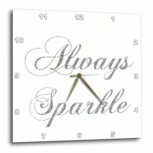3dRose dpp_186760_3 Silver Image of Glitter Always Sparkle-Wall Clock, 15 by 15-Inch