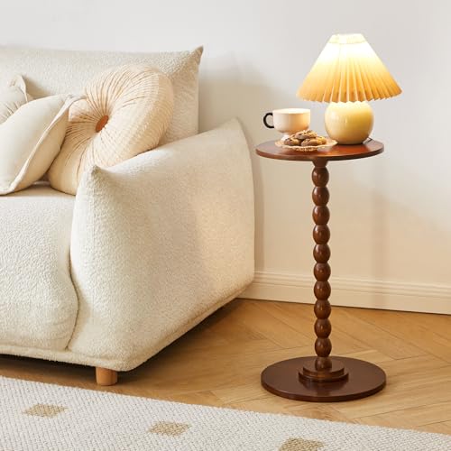 Aibiju Mesa Auxiliar Redonda, Mesa Auxiliar Pequeña para Espacios Reducidos, Mesita de Noche con Patas de Madera Maciza para Dormitorio, Sala de Estar, Rincones y Oficina, Marrón Rústico YD-RST001H - imagen 2