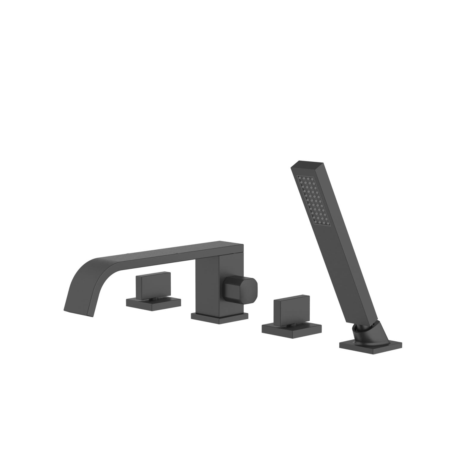 SnamicE Waterfall Bath Mixer Tap Black Deck Mounted Bath Shower Mixer Tap Double Bath Taps Lever, Bath Mixer Tap with Shower Attachment,Black